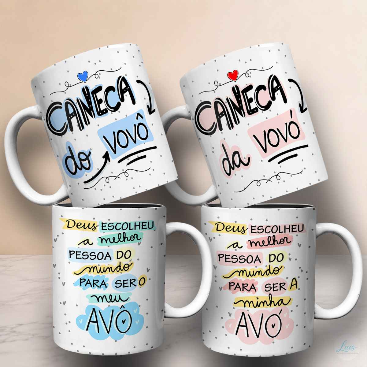 arte para caneca do vovô e da vovó