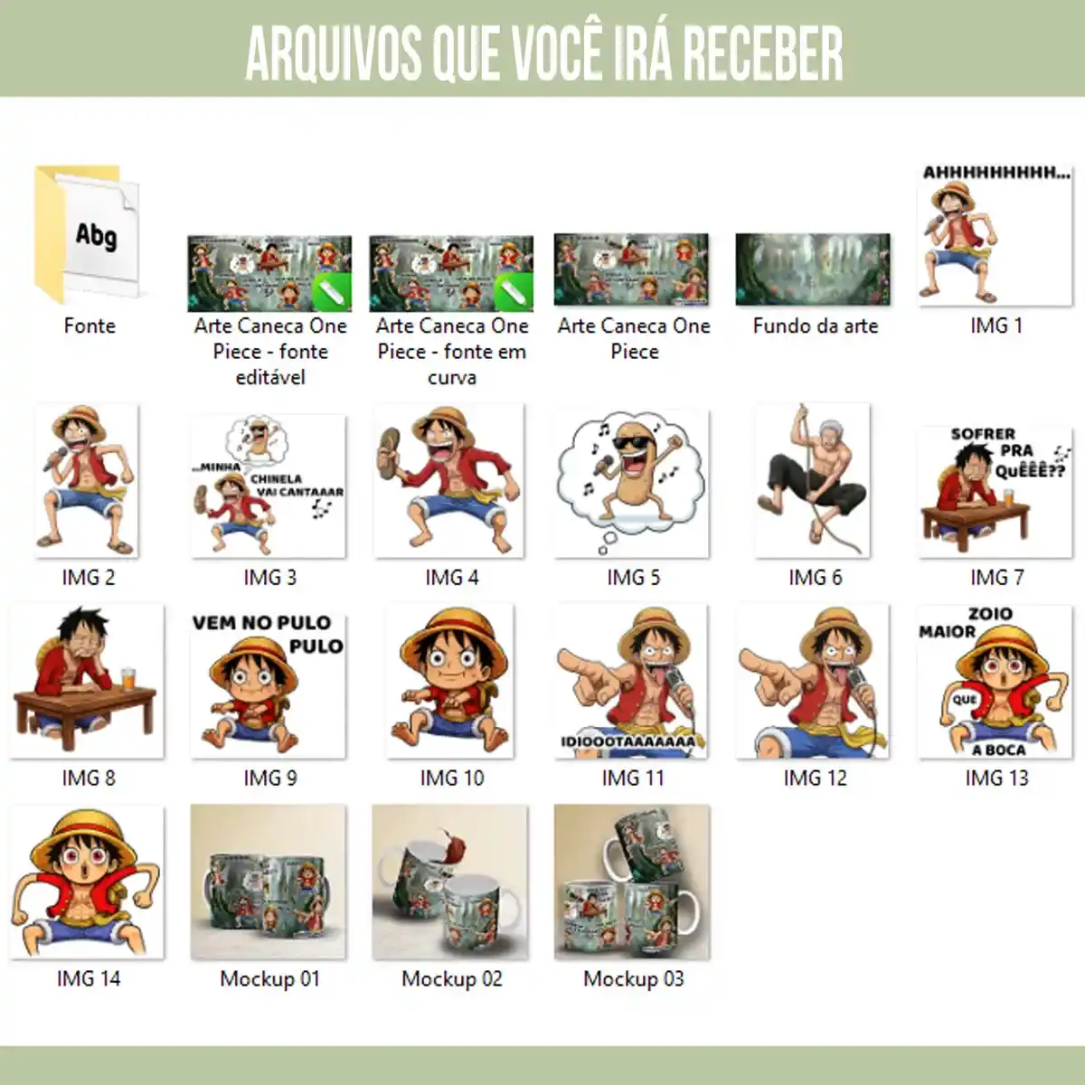 Arte Para Caneca One Piece Luffy Skypea – Arquivo Digital Sublimação - Imagem 4