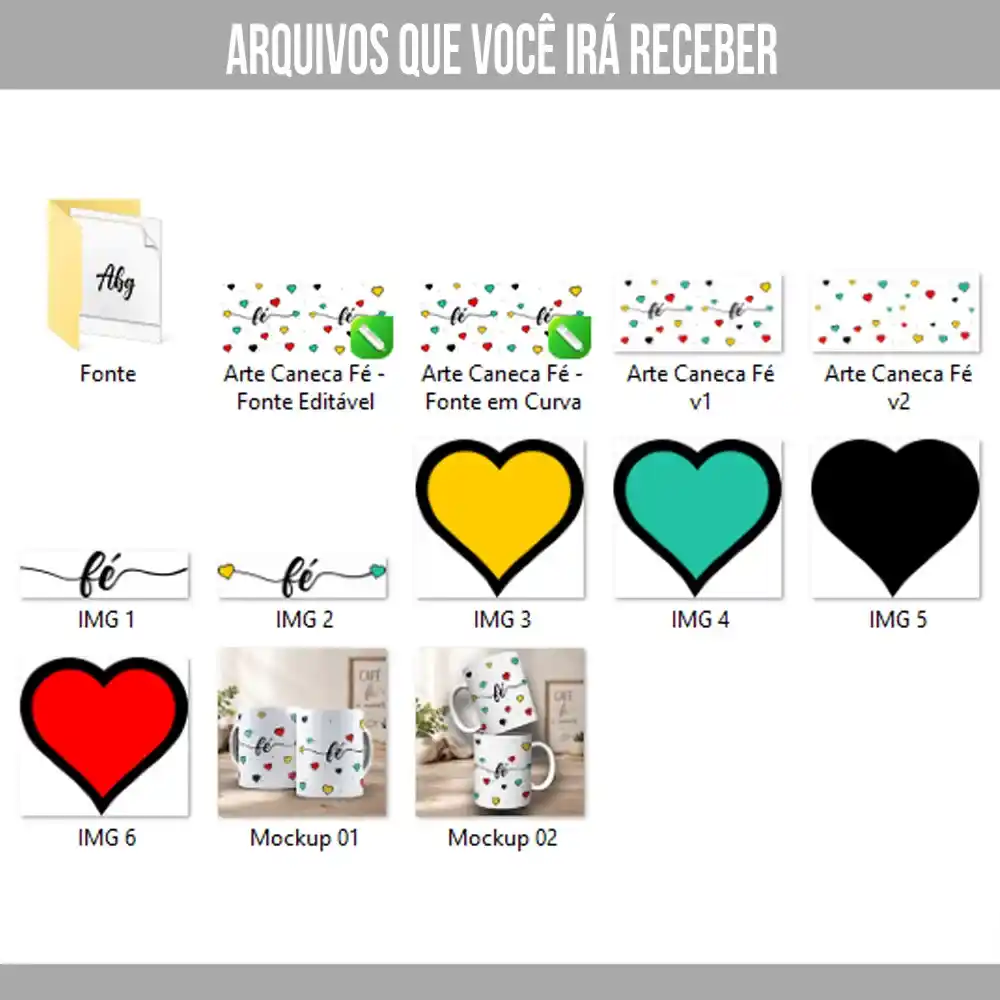Arte para Caneca Fé - Arquivo Digital Sublimação - Imagem 3