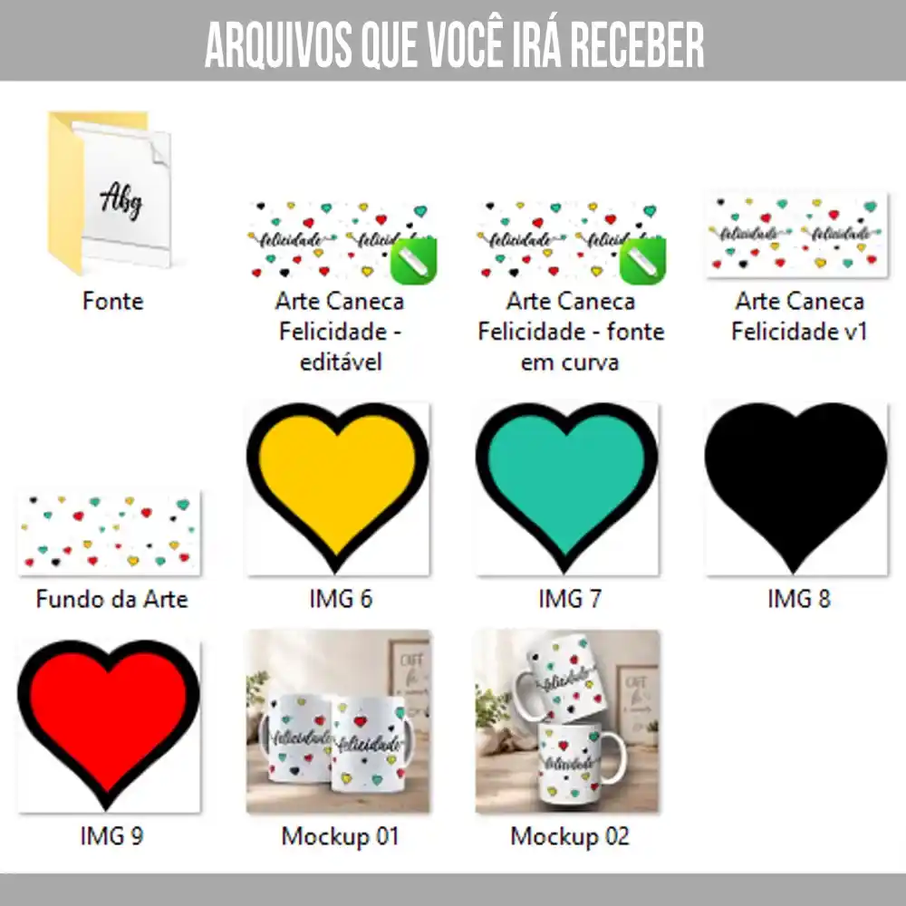 Arte Para Caneca Felicidade – Arquivo Digital Sublimação - Imagem 3