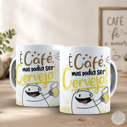 arte para caneca flork é café mas podia ser cerveja