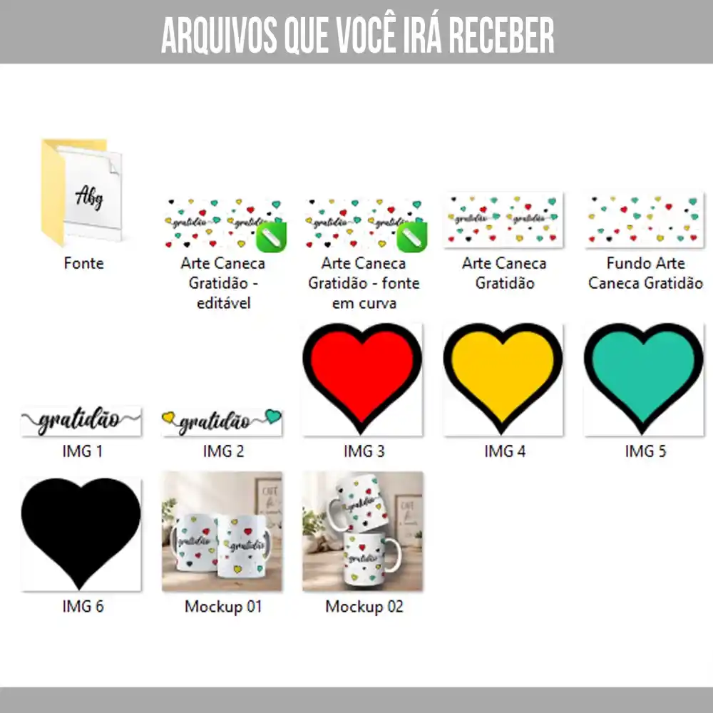 Arte para Caneca Gratidão - Arquivo Digital Sublimação - Imagem 3