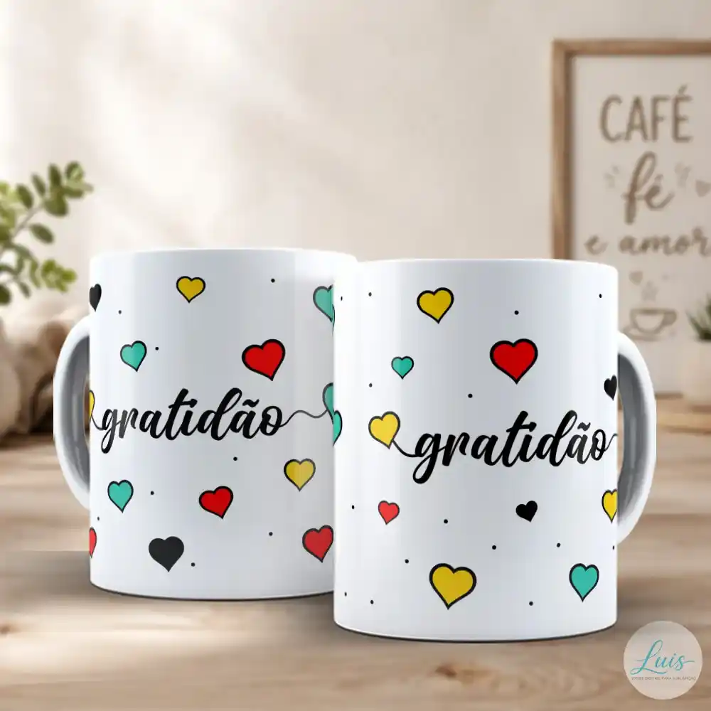 Arte para Caneca Gratidão - Arquivo Digital Sublimação