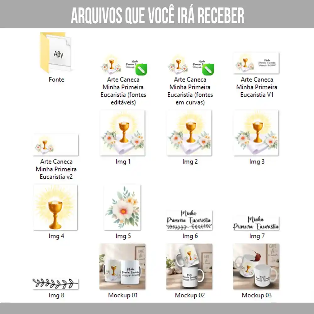 Arte Para Caneca Minha Primeira Eucaristia – Arquivo Digital Sublimação - Imagem 4