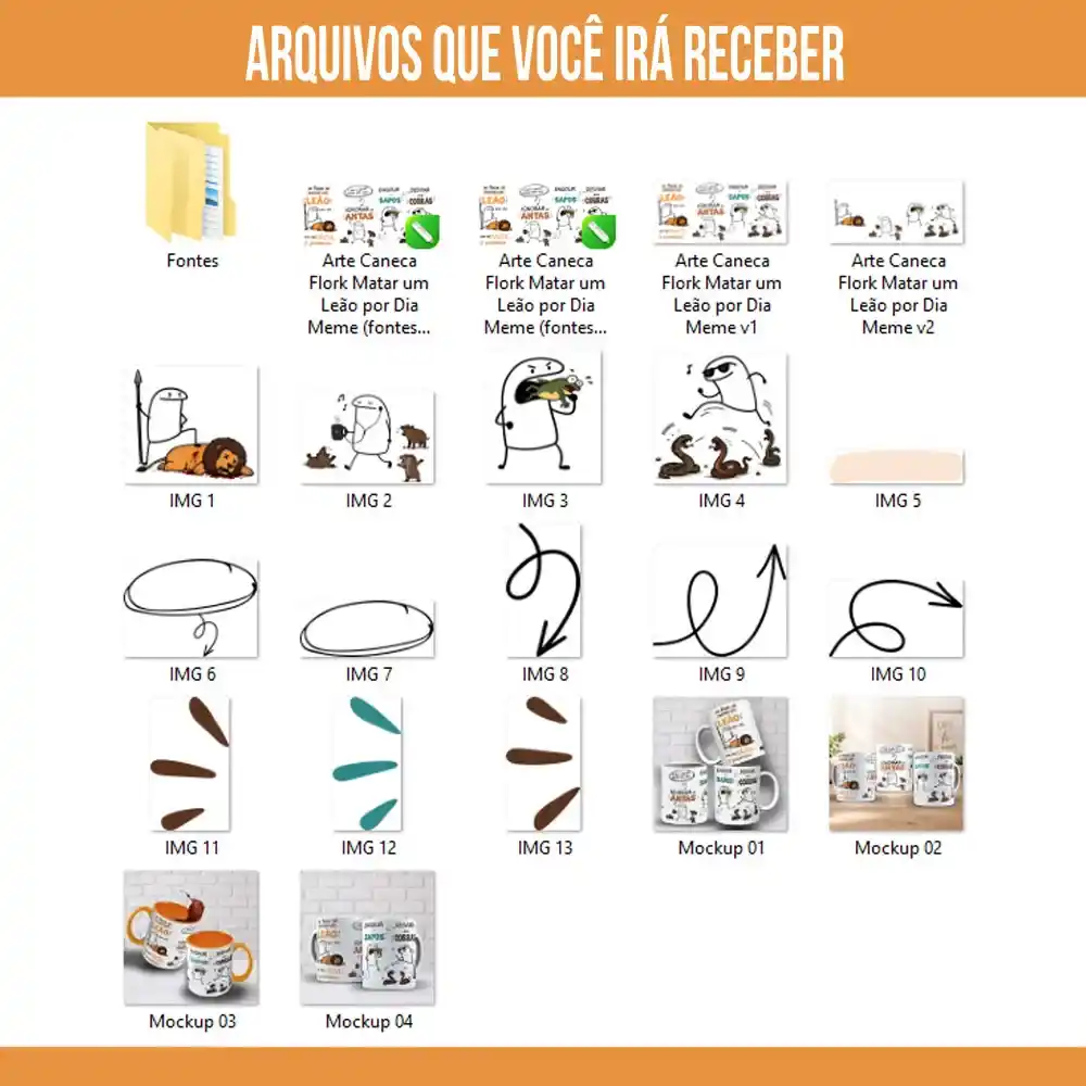 Arte Para Caneca Flork Matar um Leão por Dia – Arquivo Digital Sublimação - Imagem 5