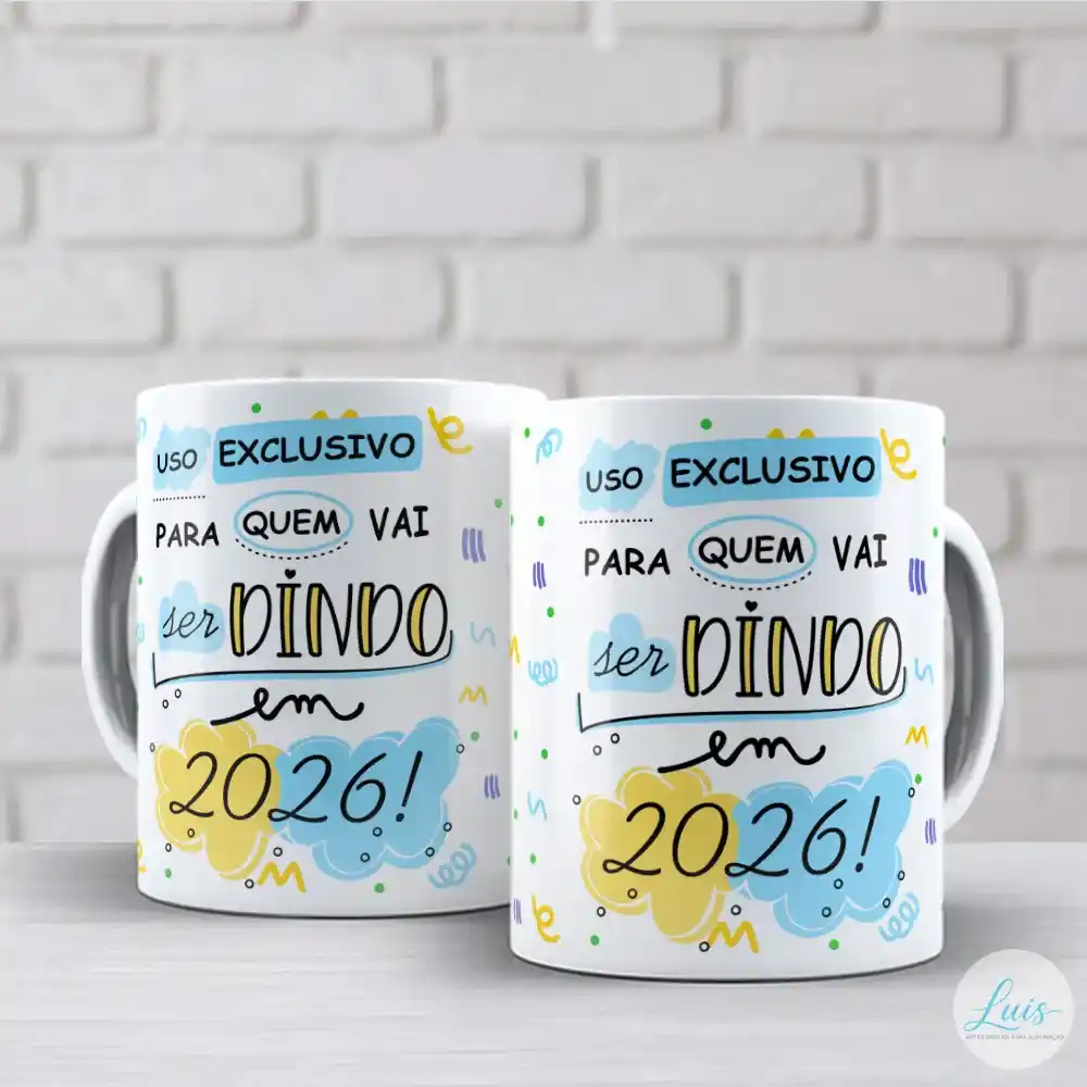 Arte para Caneca Ser Dindo e Ser Dinda em 2026 (2 artes) – Arquivo Digital Sublimação - Imagem 4