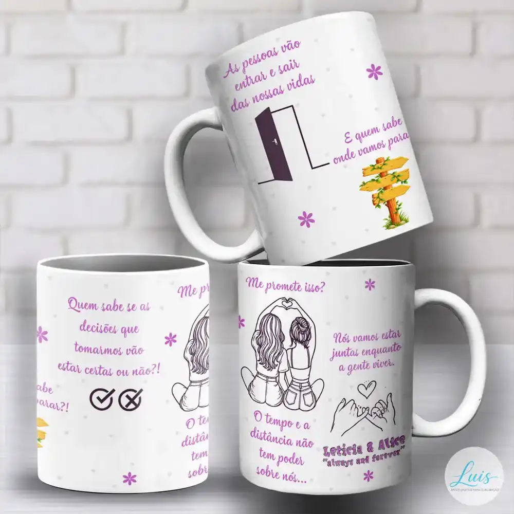 Arte para Caneca Amiga Entrar e Sair Das Nossas Vidas (2 artes)– Arquivo Digital Sublimação - Imagem 5