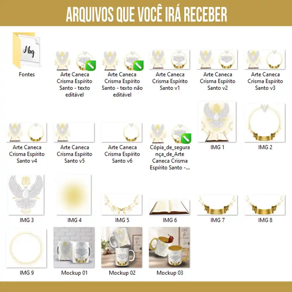 arquivos inclusos da arte para caneca crisma espírito santo