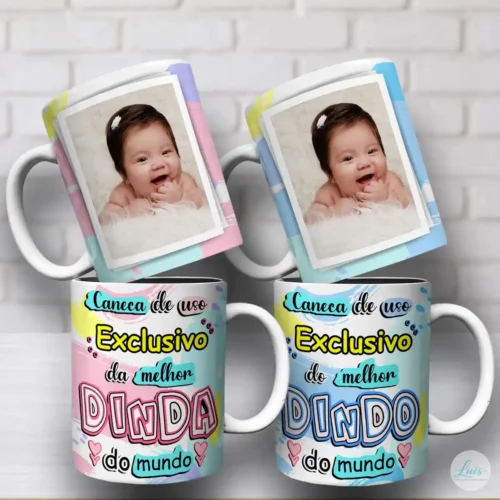 Arte Para Caneca Dindo e Dinda com Foto (2 artes) – Arquivo Digital Sublimação
