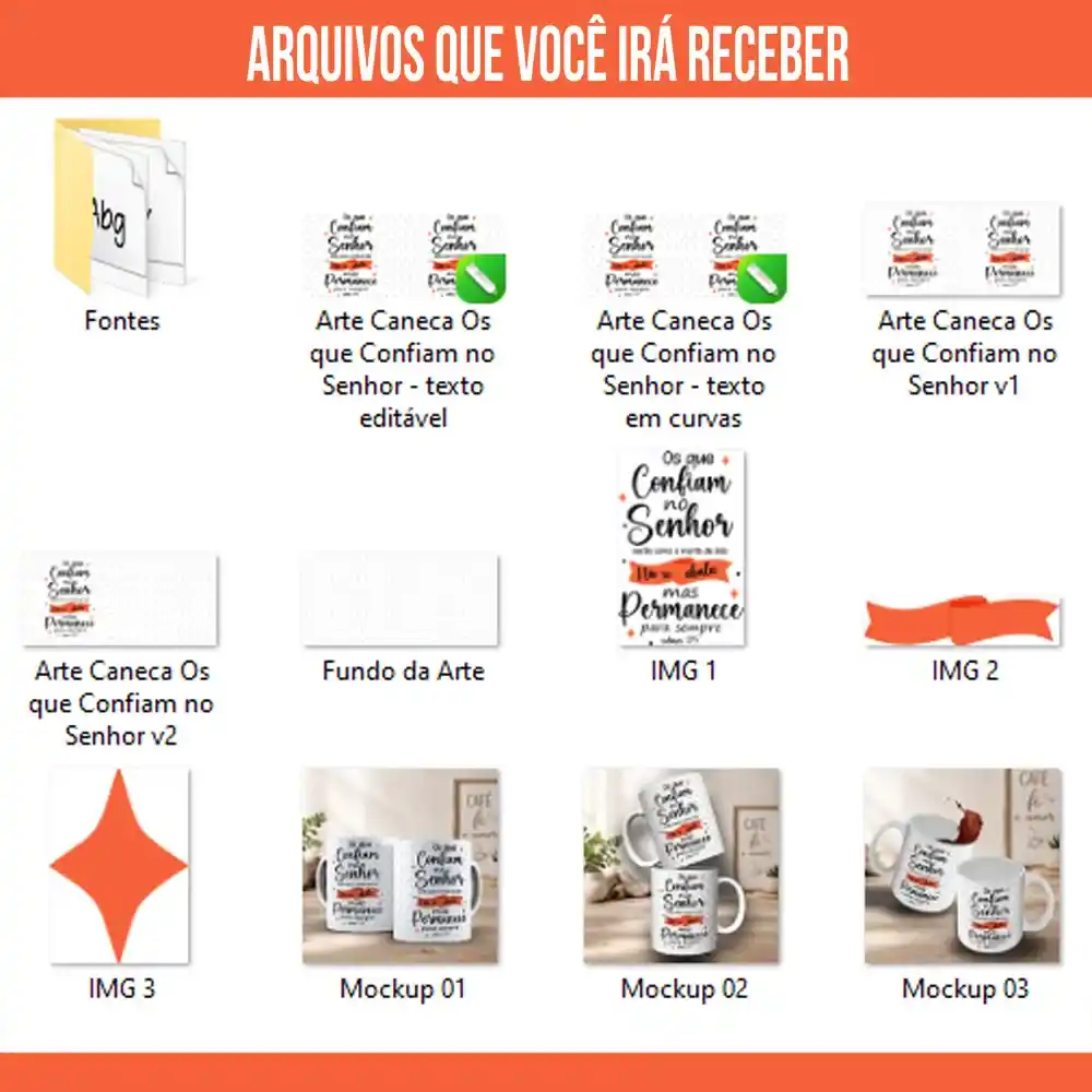 Arte Para Caneca Frases Bíblicas Os que Confiam no Senhor – Arquivo Digital Sublimação - Imagem 4
