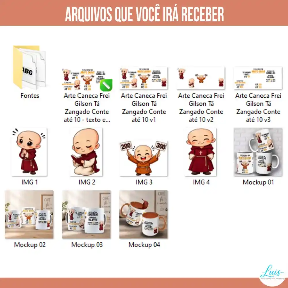 Arte para Caneca Frei Gilson Tá Zangado Conte Até 10 – Arquivo Digital Sublimação - Imagem 5