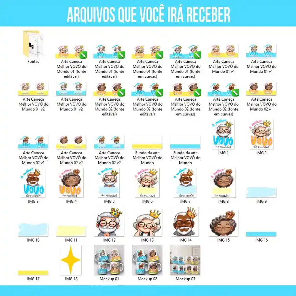 Arte Para Caneca Melhor Vovô e Vovó do Mundo – Arquivo Digital Sublimação - Imagem 4