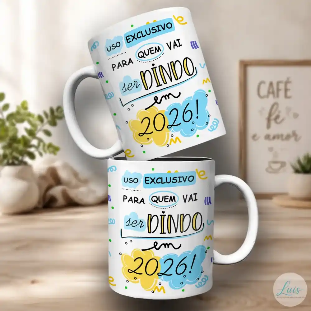 Arte para Caneca Ser Dindo e Ser Dinda em 2026 (2 artes) – Arquivo Digital Sublimação - Imagem 2