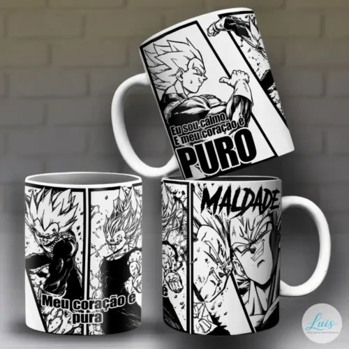 Arte para Caneca Vegeta Dragon Ball Pura Maldade – Arquivo Digital Sublimação