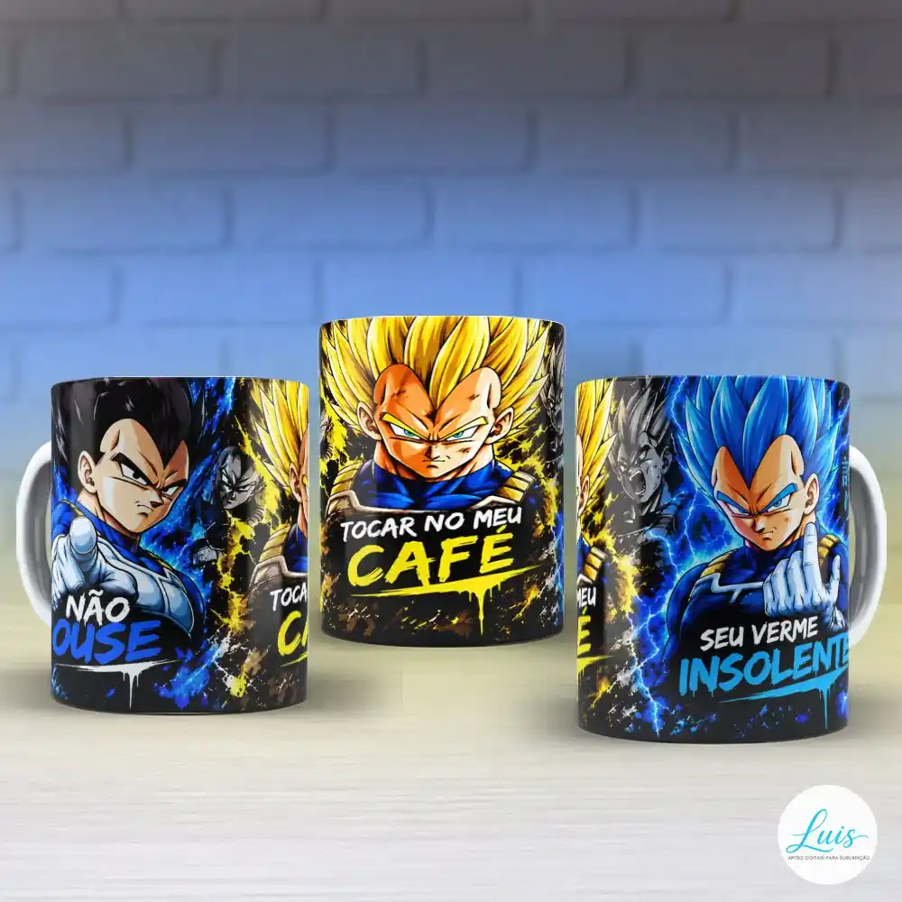 Arte para Caneca Dragon Ball Z Vegeta Não Ouse Tocar no Meu Café - Arquivo Digital Sublimação - Imagem 2