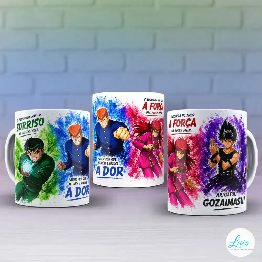 Arte para Caneca Yuyu Hakusho Eu Fico Louco – Arquivo Digital Sublimação - Imagem 2
