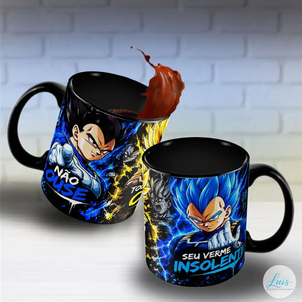 Arte para Caneca Dragon Ball Z Vegeta Não Ouse Tocar no Meu Café - Arquivo Digital Sublimação - Imagem 4