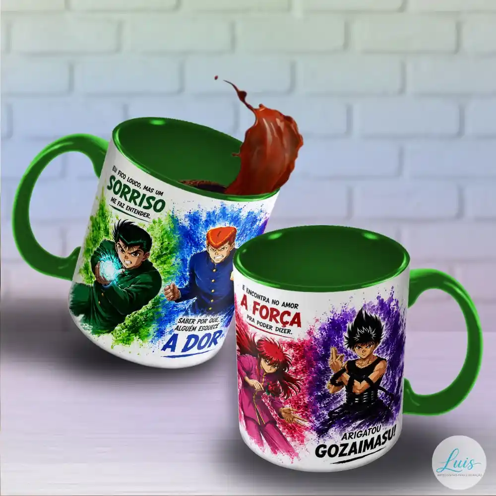 Arte para Caneca Yuyu Hakusho Eu Fico Louco – Arquivo Digital Sublimação - Imagem 4